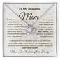 To My Caring Mom || Love You Love Knot Necklace || Special Gift For Mom From Son || Sentimental Message Card Jewelry for Mother's Day Gift