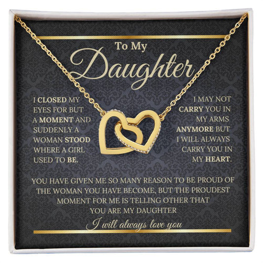 Interlocking Hearts Necklace  for my daughter || Card  Gift Box || Birthday Gift For My Dearest Daughter || Graduation Gift || Holiday Gift.