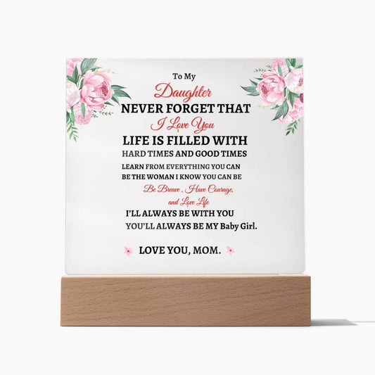 I LOVE YOU Acrylic Square Desk Plaque Gifts For Daughter- Daughter Gifts From Mom,  For Birthday, Graduation, Wedding , Gifts For Daughter