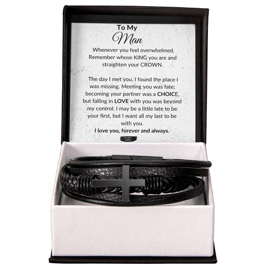 Men's Cross Bracelet || Braided Leather Bracelets with Magnetic Clasp || Mens Cuff Bracelets for Men || Genuine Leather Bracelet Religious Leather || Bracelets decorate Gift for Men || Gift for BoyFriend