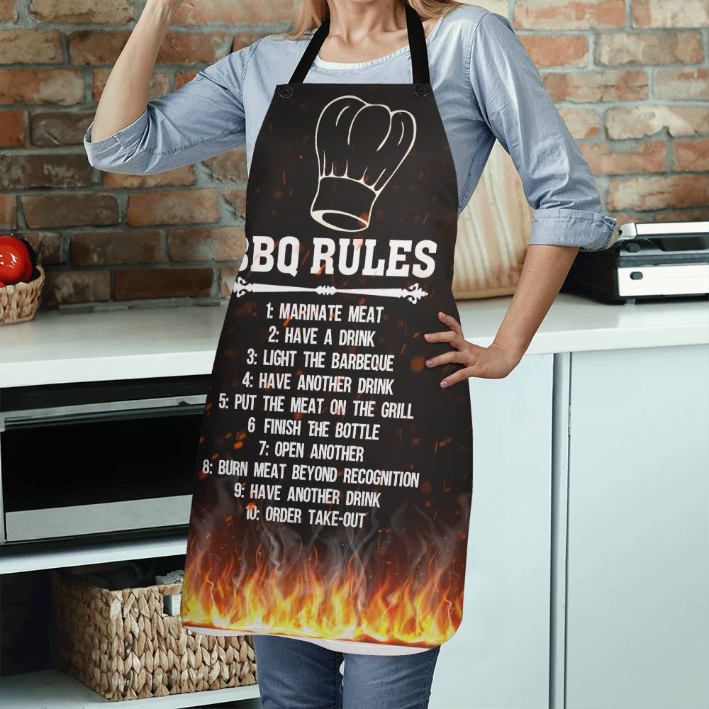 BBO Rules  Grill Apron Father's day Gift - Men's Funny Chef Cooking Grilling BBQ Apron with 2 Pockets - Birthday Father's Day Christmas...