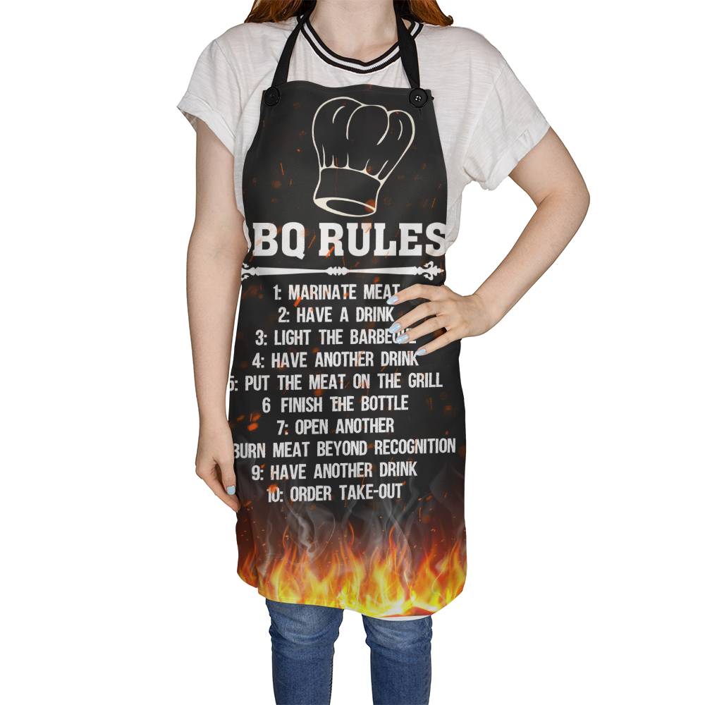 BBO Rules  Grill Apron Father's day Gift - Men's Funny Chef Cooking Grilling BBQ Apron with 2 Pockets - Birthday Father's Day Christmas...