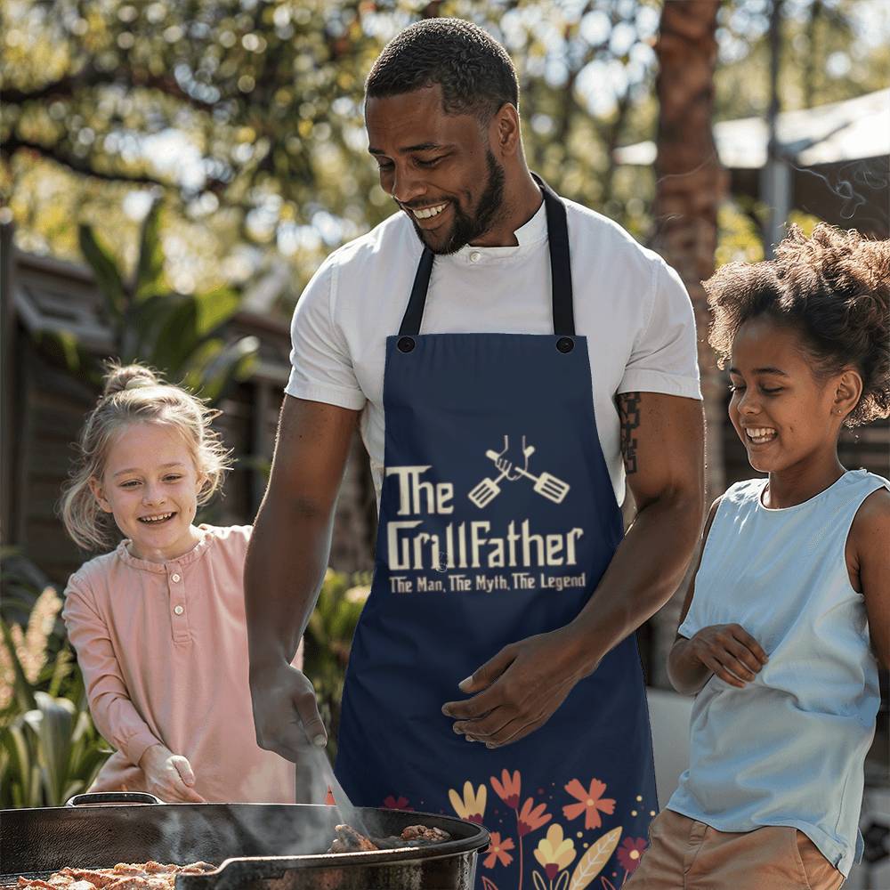 GrillFather Apron Father's day Gift - Men's Cooking Grilling BBQ Apron with 2 Pockets - Birthday Father's Day Christmas...
