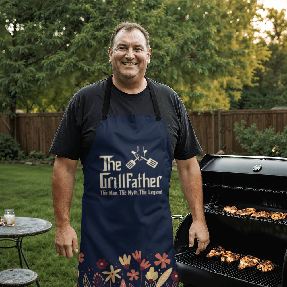 GrillFather Apron Father's day Gift - Men's Cooking Grilling BBQ Apron with 2 Pockets - Birthday Father's Day Christmas...