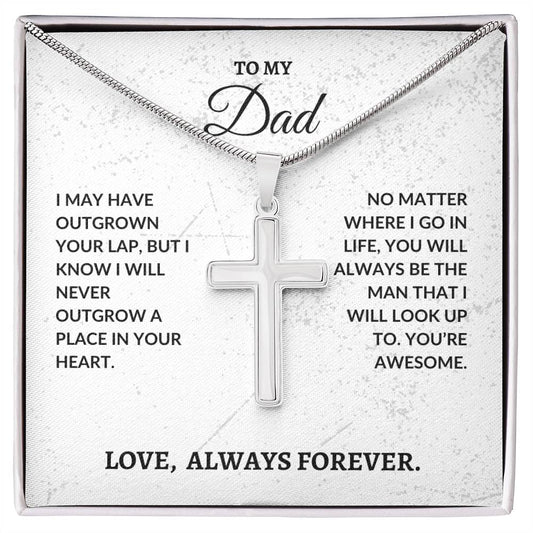 To My Dad Cross Necklace, Stainless Steel Cuban Chain Jewelry, Birthday Gift For Dad, Valentine's Day Gift, Father's Day Gift, Christmas Gift, With Card And Gift Box Packaging