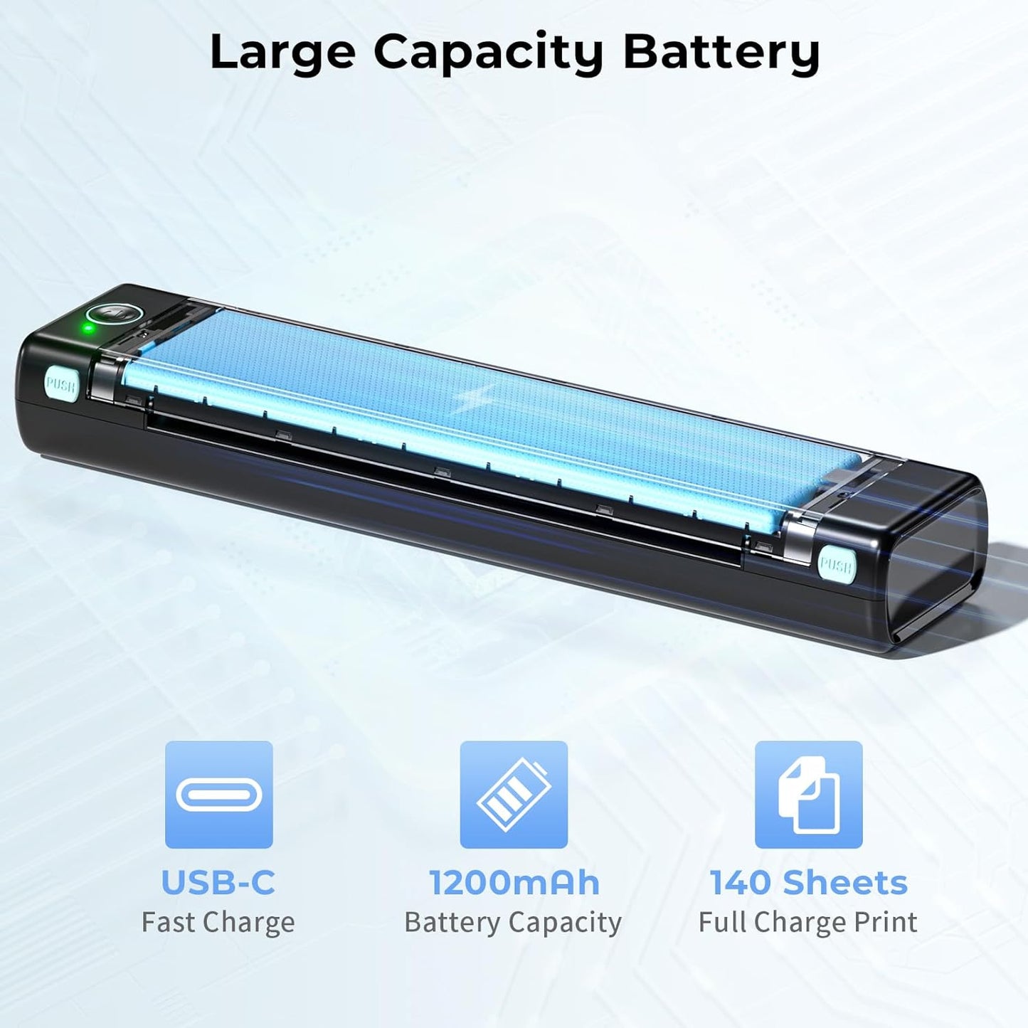 Portable Printer Wireless for Travel, M08F Thermal Printer for Home Use Bluetooth Inkless Printer Support 8.5" X 11" Thermal Paper, Compact Printer Compatible with Android Ios Phone & Laptop