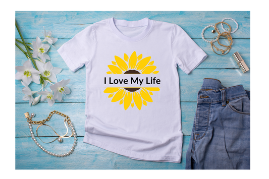 I LOVE MY LIFE Print Unisex Heavy Cotton Tee || Casual Comfy Tee Tops || Cute Tee For Boys/Girls || Summer Clothing.